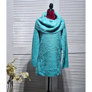 Banana Republic Wo's Aquamarine Alpaca Blend Cowl Neck Sweater Dress Sz S 2874